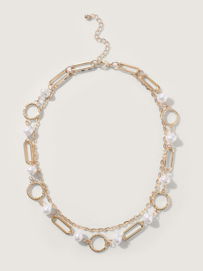 Tassel & Rhinestone Charm Layered Necklace