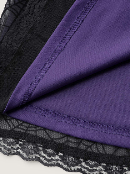 Elastic Flocked Mesh Spiderweb Sleep Dress