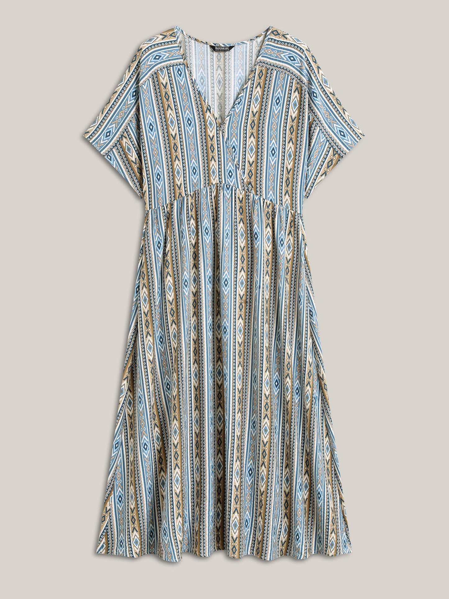 Boho Stripes Rayon Pockets Maxi Dress
