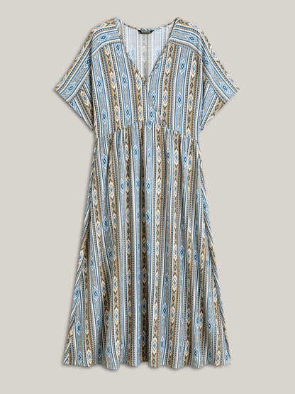 Boho Stripes Rayon Pockets Maxi Dress