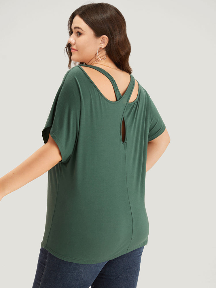 Supersoft Essentials Plain Batwing Sleeve Cut Out T-shirt