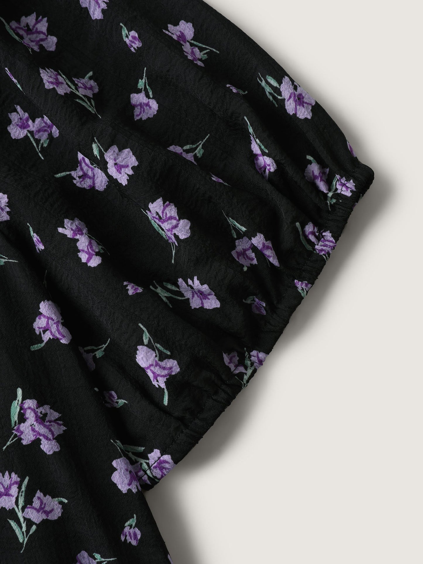 Floral Fiesta Pleated Square Neck Blouse