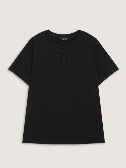 Tarot Card Pattern Lace Cut-Out Top