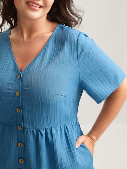 Button Detail High Waisted Solid Jumpsuit
