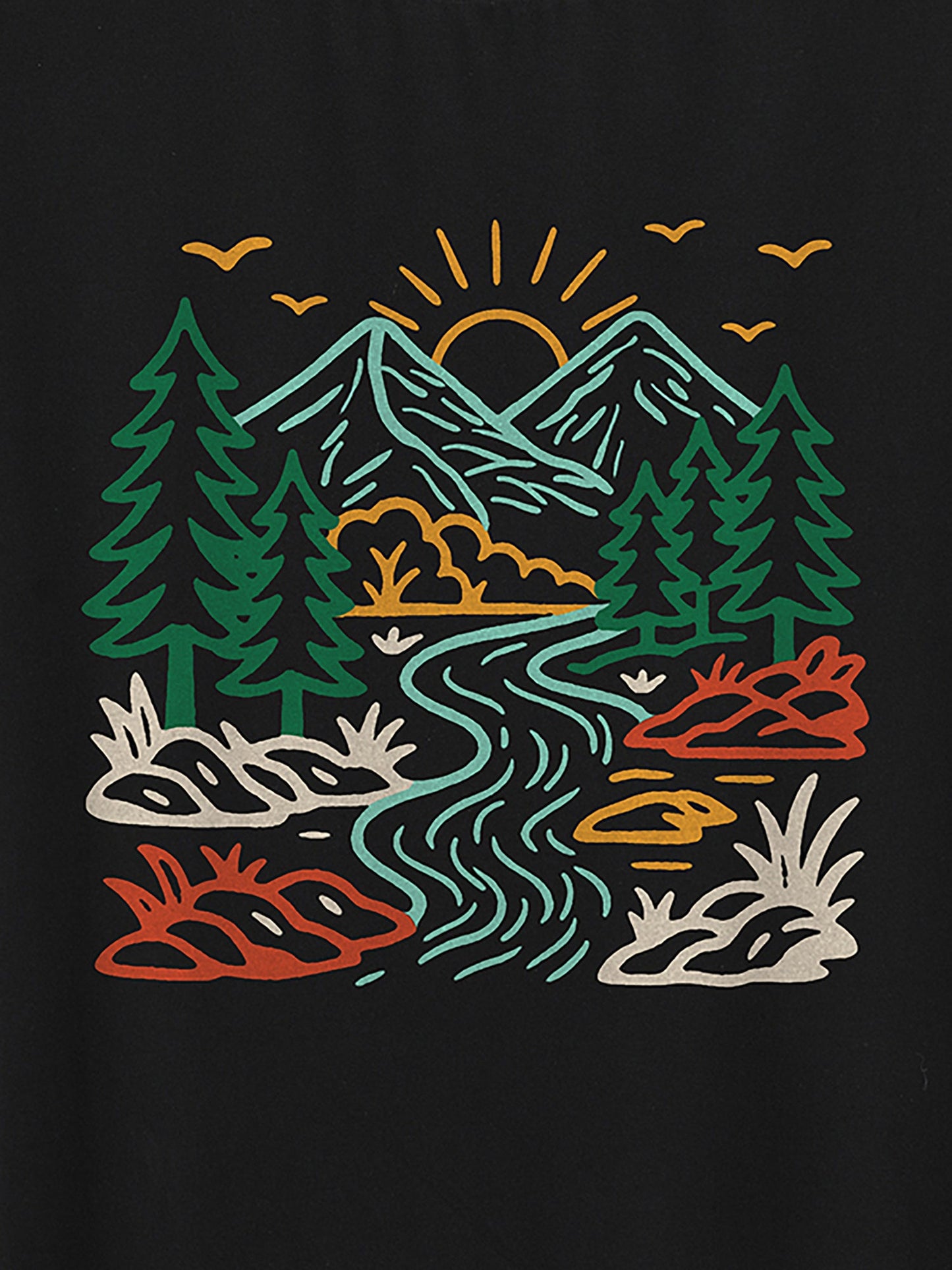 Mountain View Print Round Neck T-Shirt