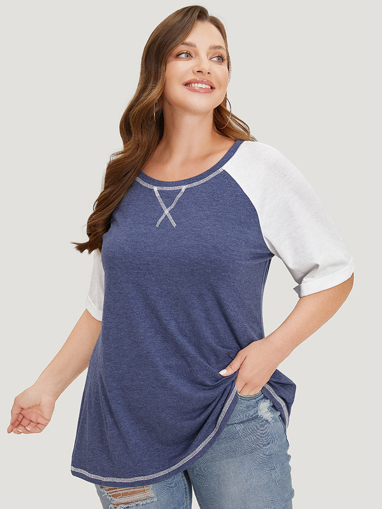 Supersoft Essentials Two Tone Stitch Roll Raglan Sleeve T-shirt