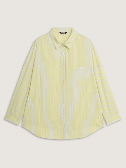 Stripe Button-Down Pocket Blouse