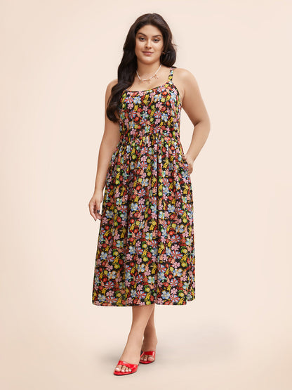 Ditsy Floral Elastic Waist Cami Dress