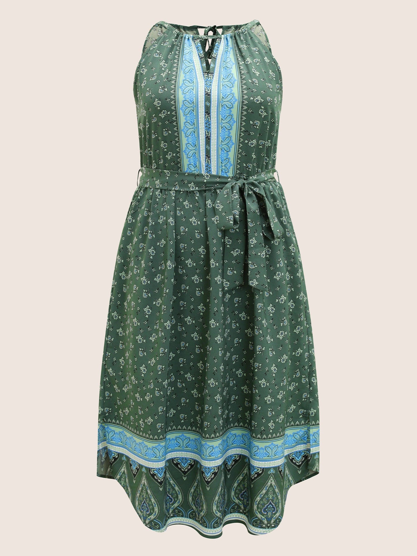 Bandana Print Halter Neck Tie Knot Dress