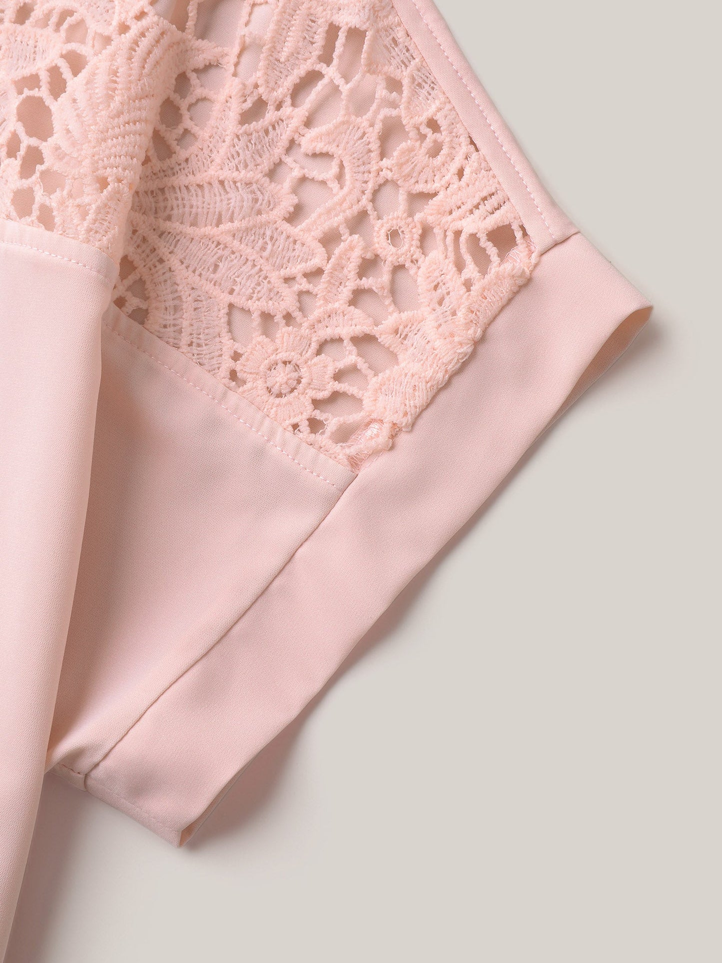 Sheer Lace Neck Half Sleeve Shirt
