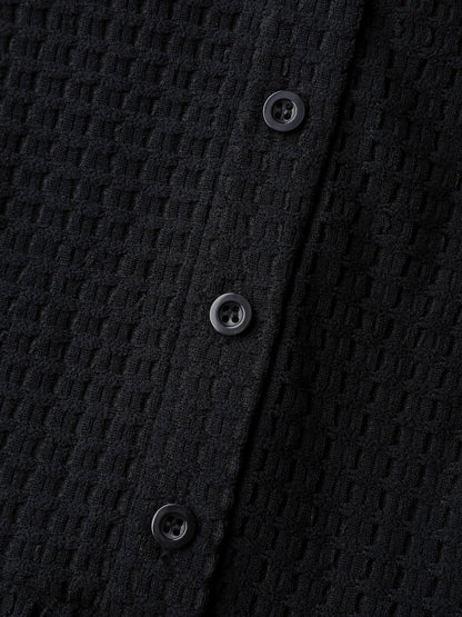 Textured Button Placket Knit Top