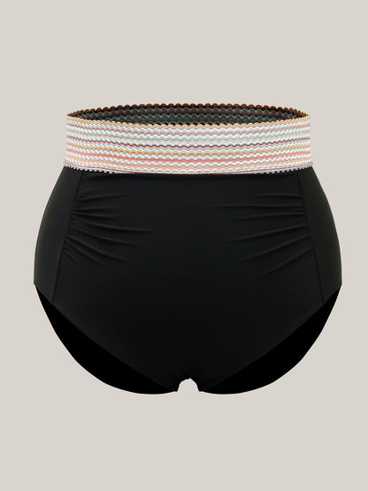 Contrast Waistband Ruched Fitted Swim Bottoms