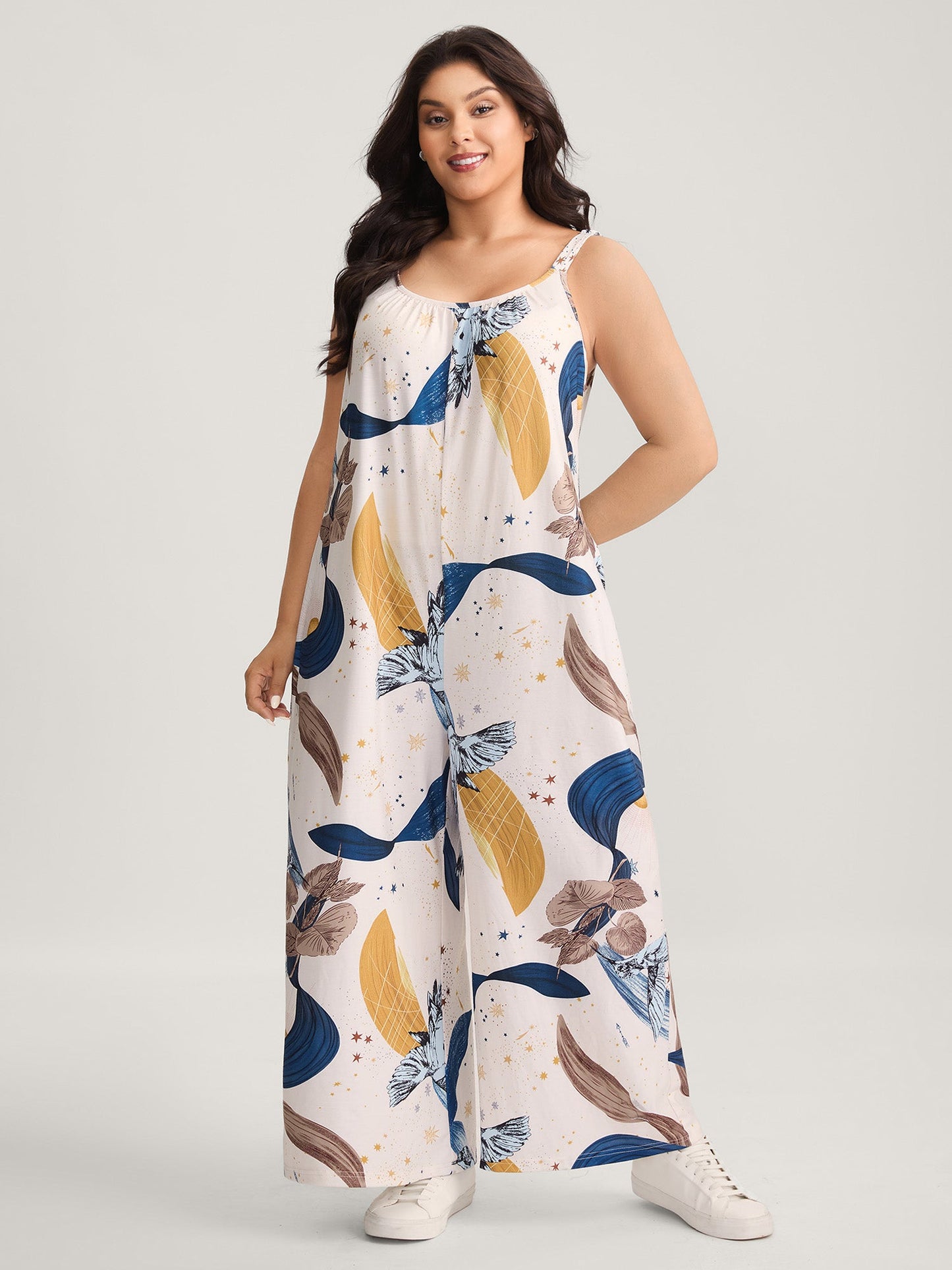 Star And Moon Print Wide-Leg Jumpsuit