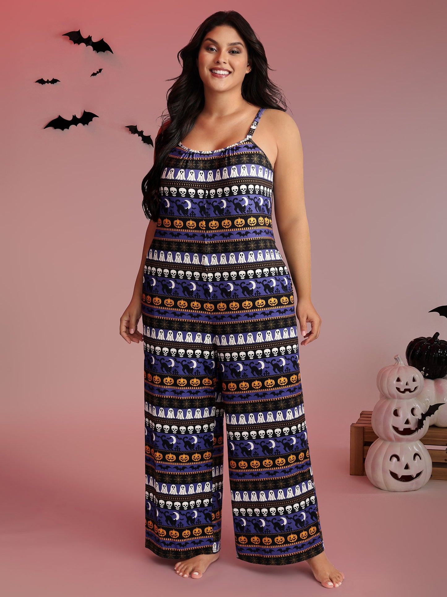 Supersoft Halloween Print Pockets Sleep Jumpsuit