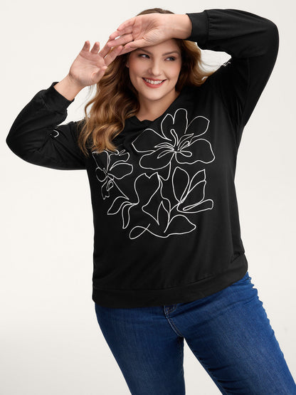 Floral Embroidery Relaxed Fit Sweatshirt