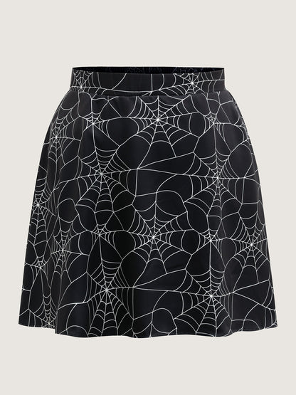 Spiderweb Halloween Print Mini Skirt