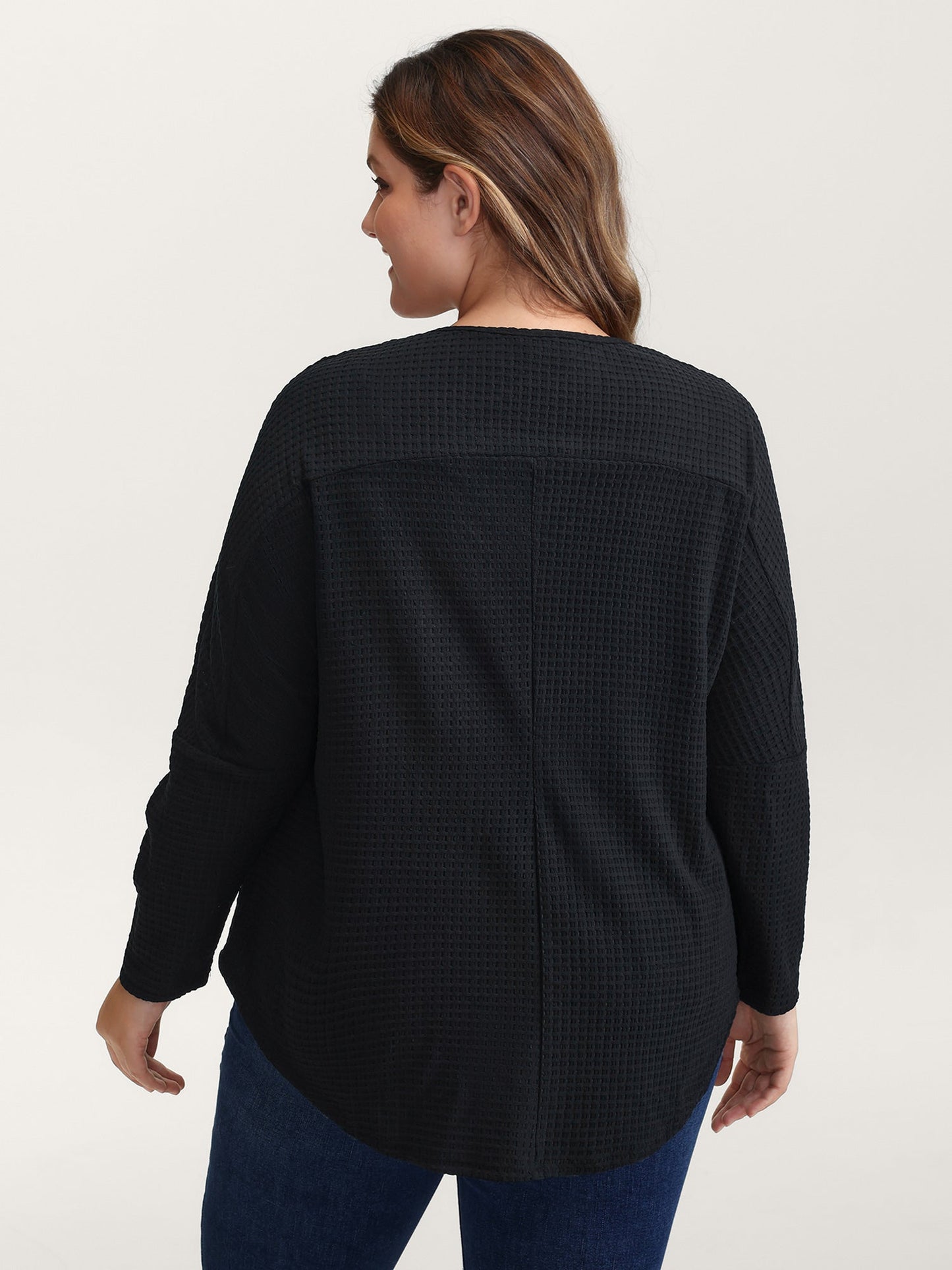 Textured Button Placket Knit Top