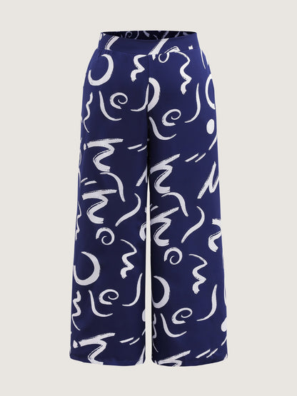 Geometric Print Wide-Leg Pants