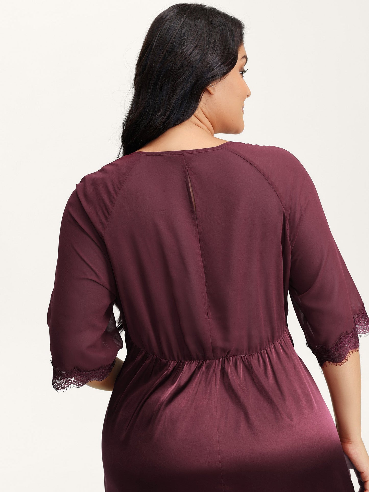 Satin Semi-Sheer Contrast Sleep Dress