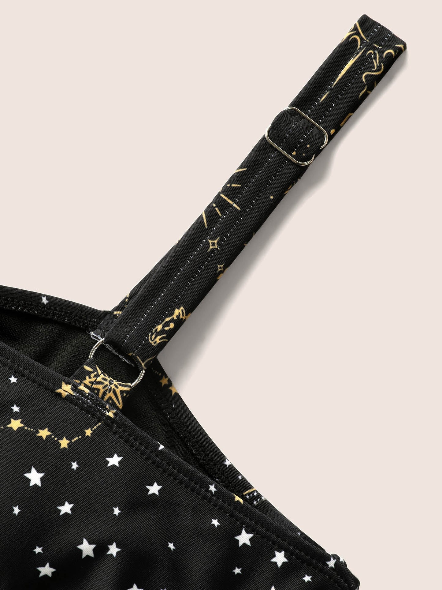 Star & Sun Print Heart Neckline Crossover Swim Dress