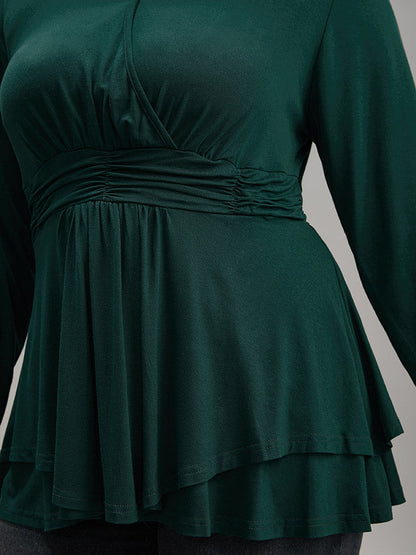 Supersoft Essentials Plain Ruffle Hem Wrap Ruched T-shirt