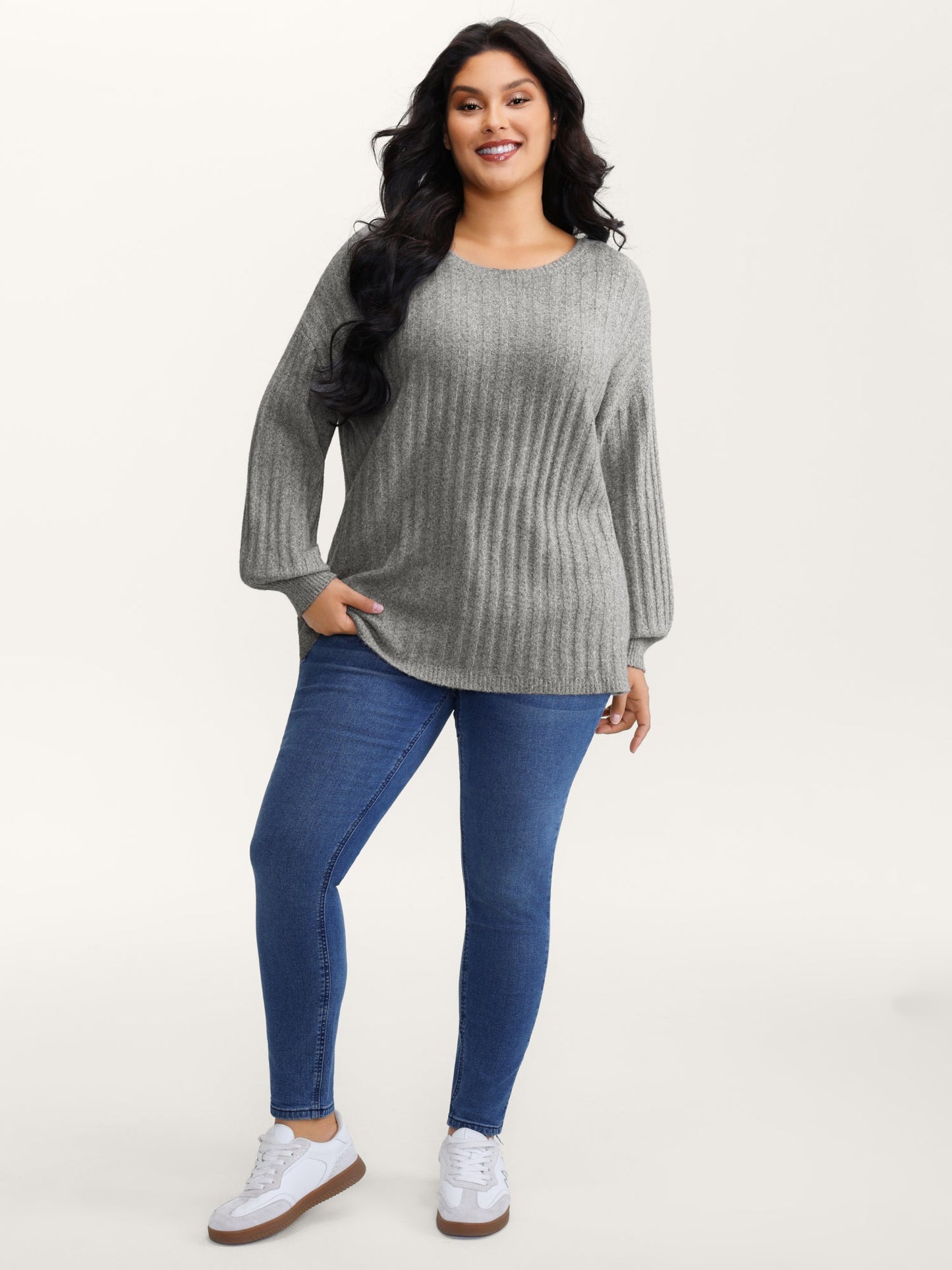 Back Bow-Tie Ribbed Texture Pullover