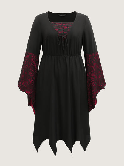 Wicked Witch Color Contrast Midi Dress
