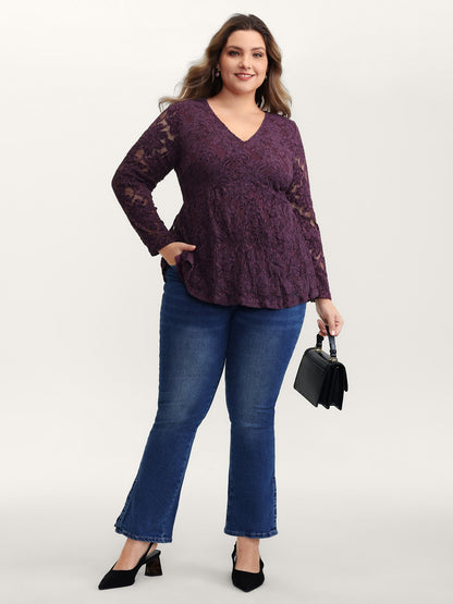 Textured Lined Fit and Flare Knit Top