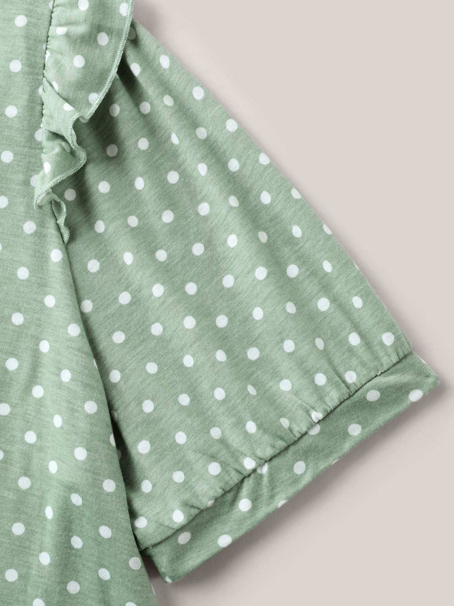Polka Dots Stretchy Puff Sleeve Top
