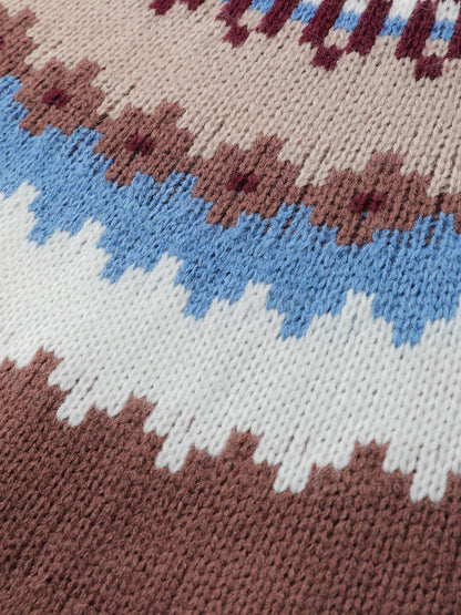 Fair-Isle Jacquard Pattern Contrast Pullover