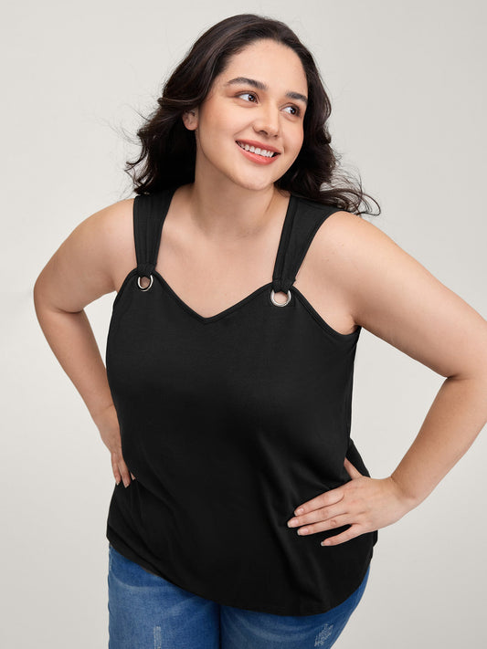 Overall Straps Drapey Solid Tank Top