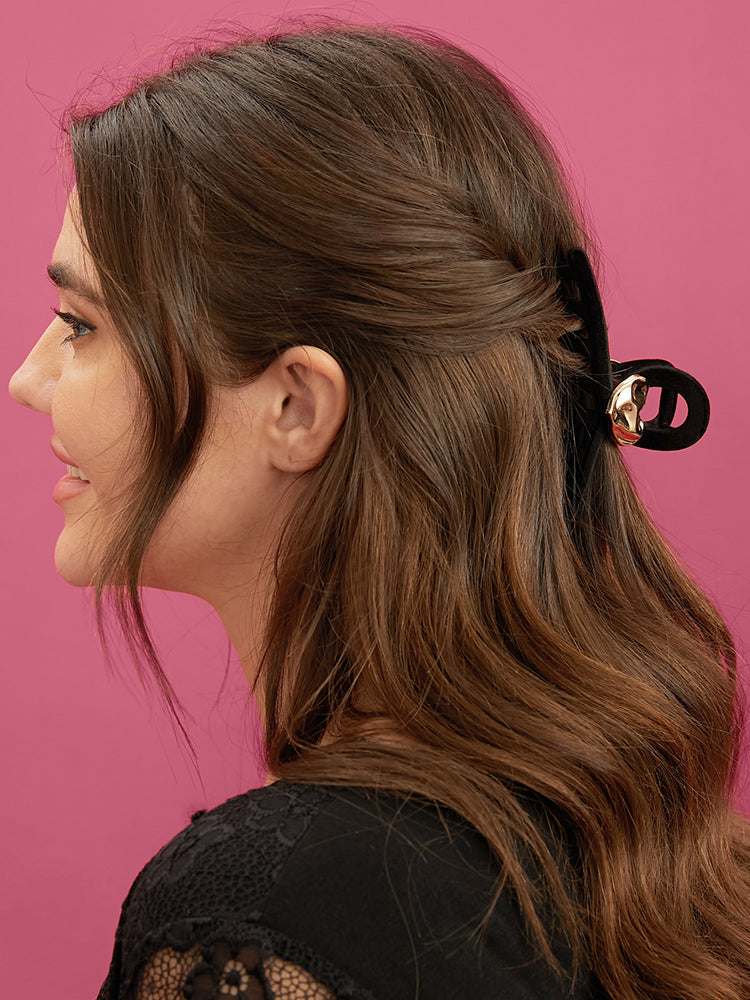 Velvet Gold-Tone Heart Accent Headband