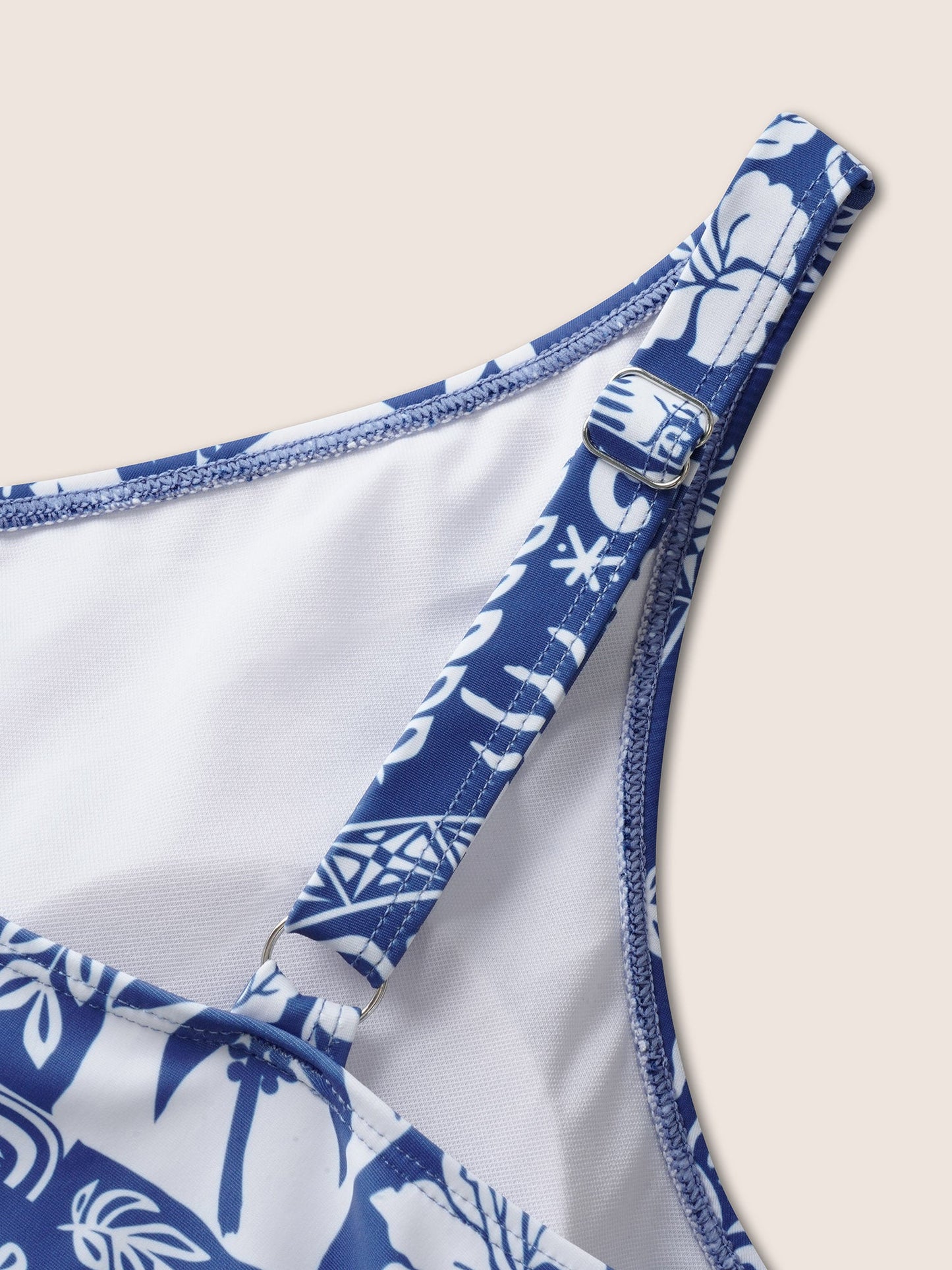 Tropical Print Gathered Tie Knot Swim Dress