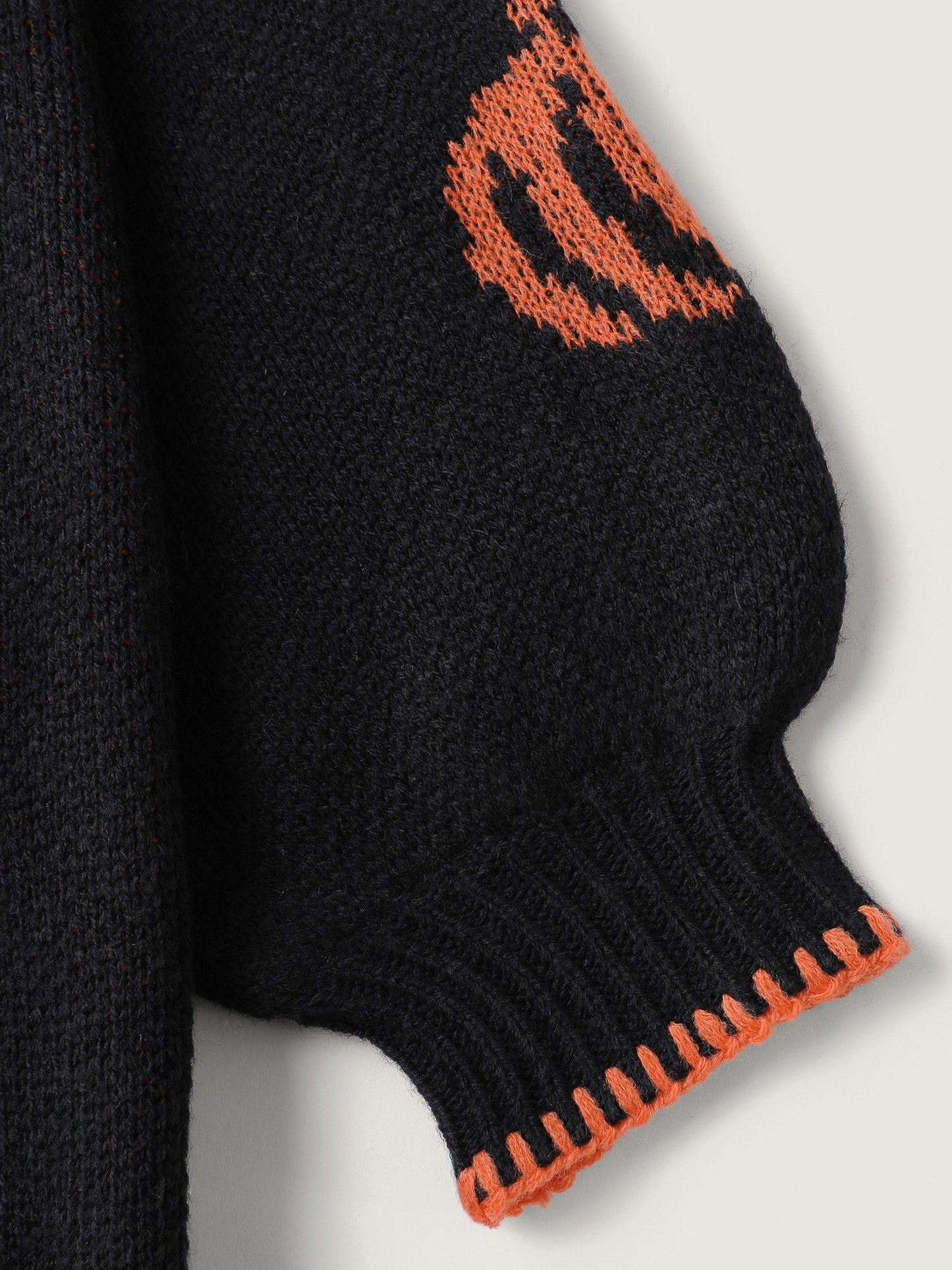 Halloween Pumpkin Print Contrast Knit Cardigan