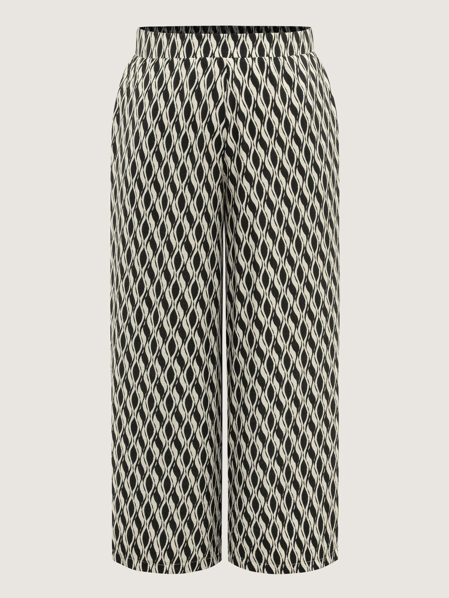 Geometric Print Stretchy Waist Wide-Leg Pants
