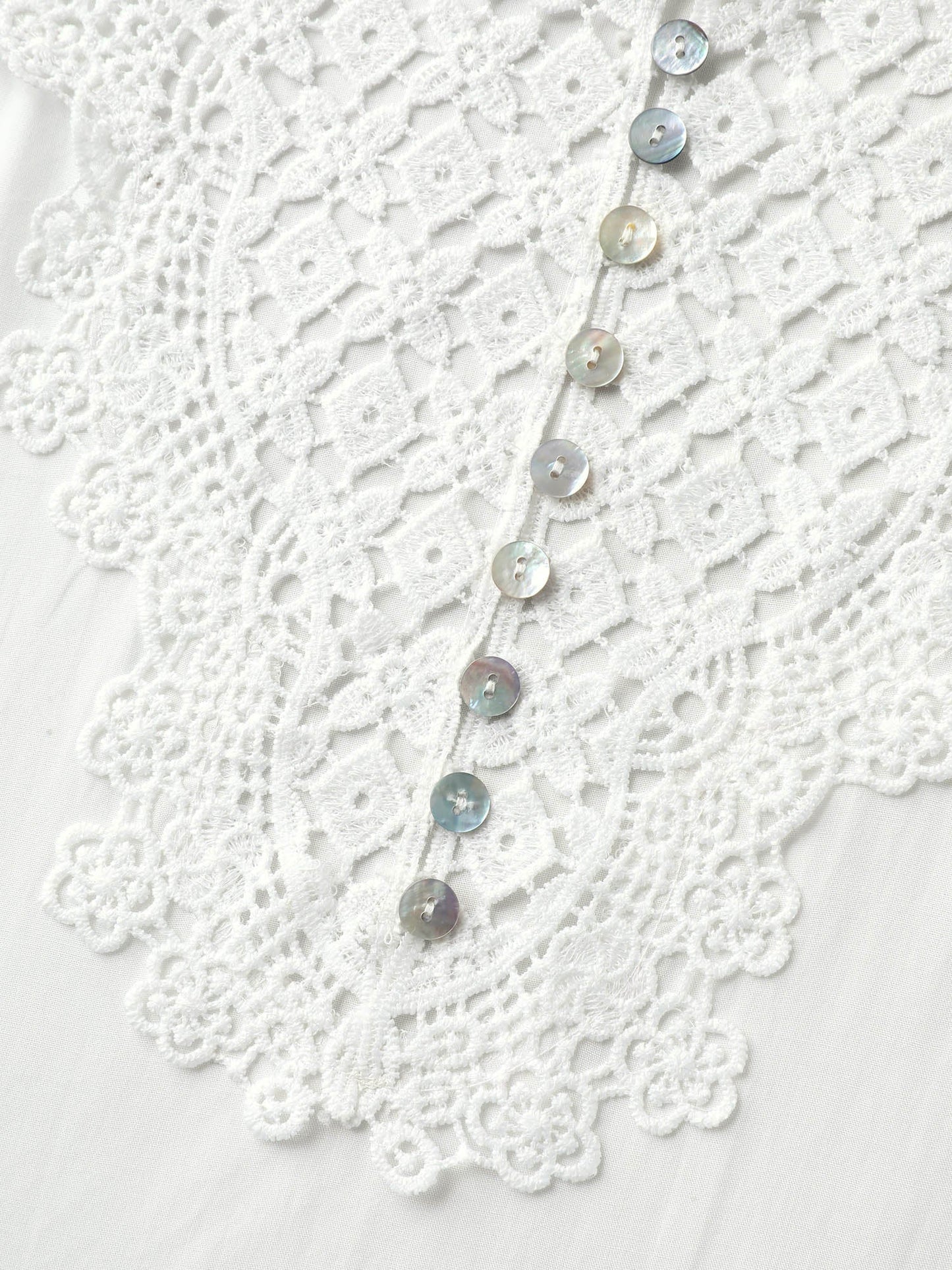 Lace Spliced Button Detail Blouse