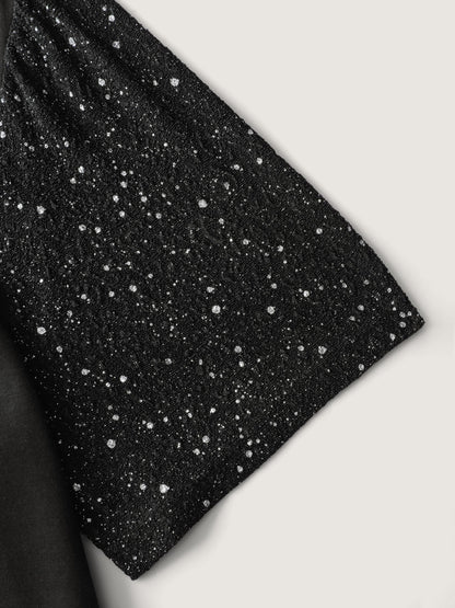 Shimmery Stretchy Spliced Fitted T-Shirt