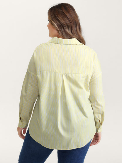 Stripe Button-Down Pocket Blouse