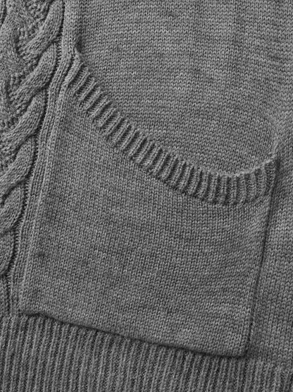 Cable Knit Side Pockets Knit Cardigan