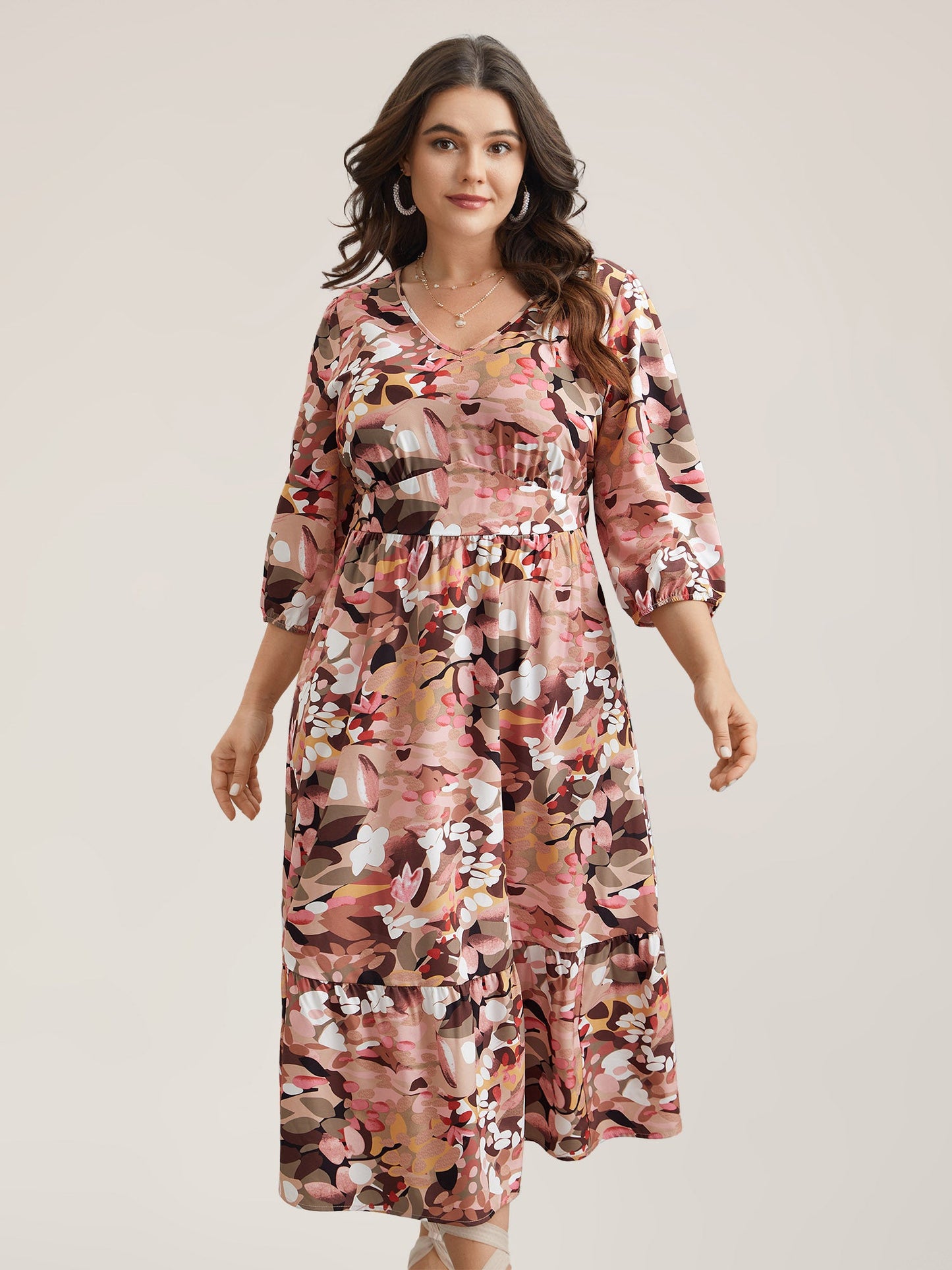 Brush Flower Lace Corset Stretchy Midi Dress