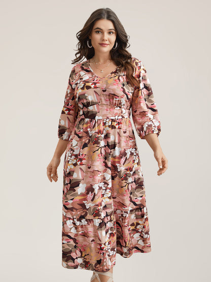 Brush Flower Lace Corset Stretchy Midi Dress
