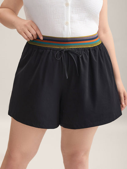 Colorful Thread Waist Wide-Leg Shorts