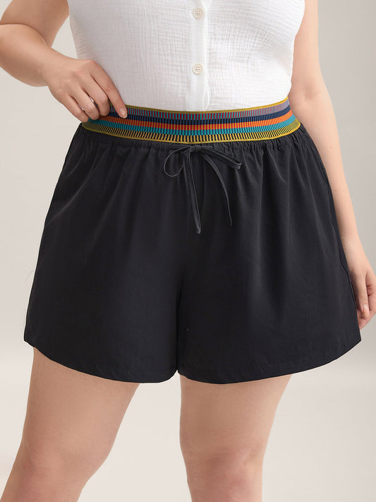 Colorful Thread Waist Wide-Leg Shorts