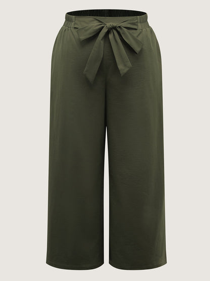 Belted Waist Wide-Leg Pants