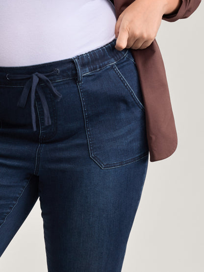 Supersoft Elastic Waist Drawstring Bootcut Jeans