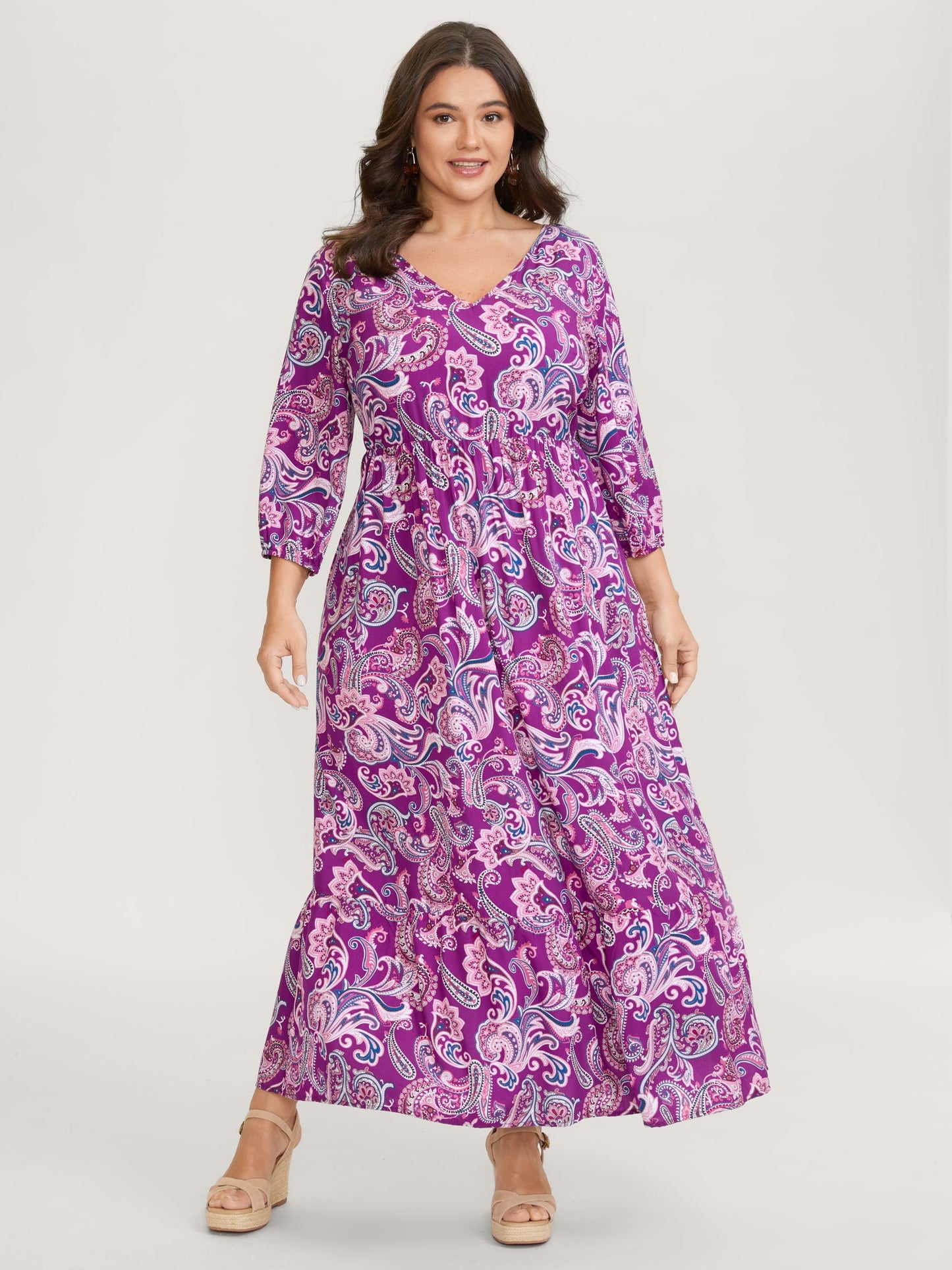 Paisley Rayon Back Cut-Out Maxi Dress