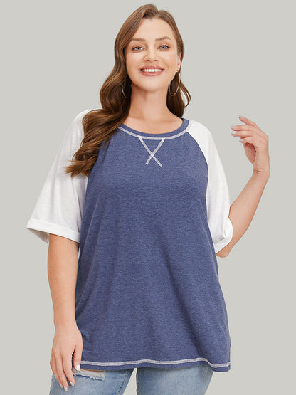 Supersoft Essentials Two Tone Stitch Roll Raglan Sleeve T-shirt