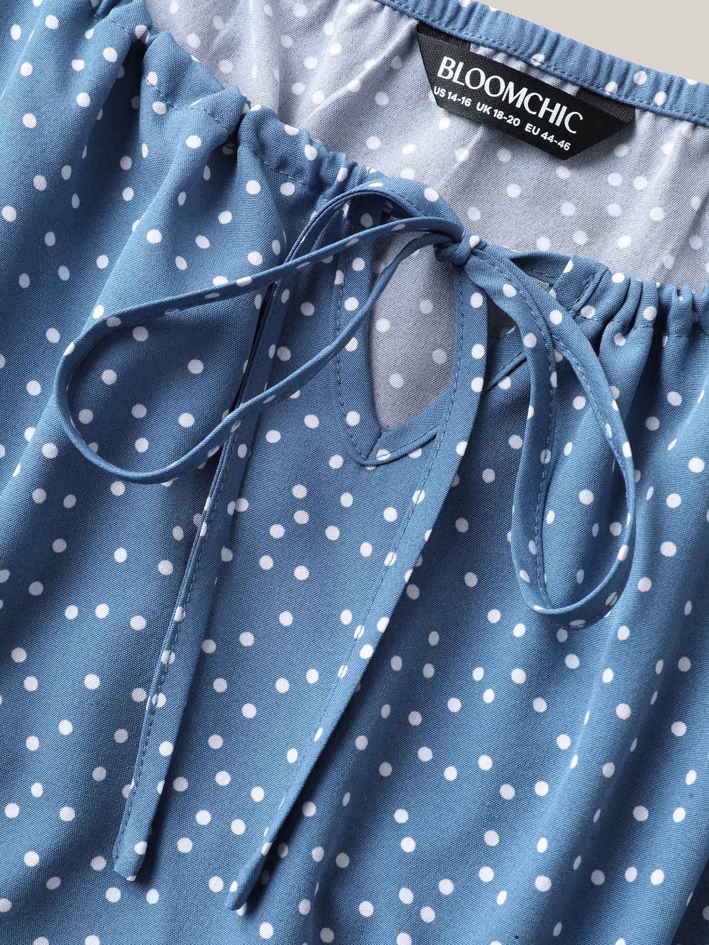 Polka Dots Layer Sleeves Keyhole Maxi Dress