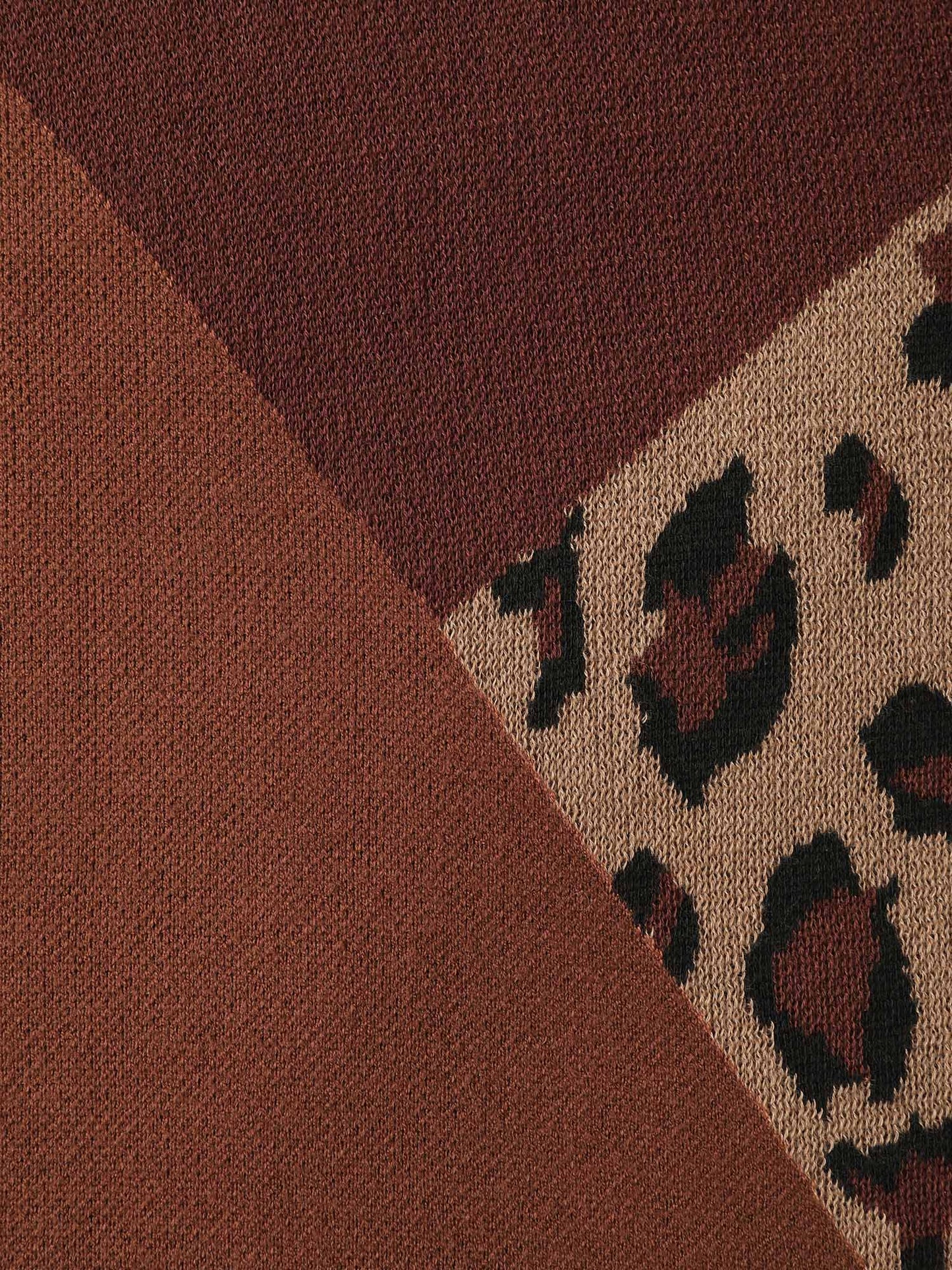 Leopard Jacquard Colorblock Pullover