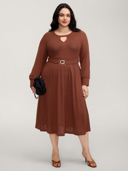 Heather Ribbed Stretchy Metal Buckle Maxi Dress